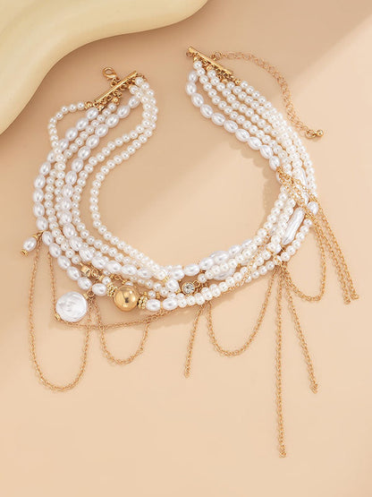 Geometric Layered Tasseled Necklaces Accessories