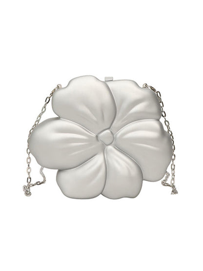 Sacs à bandoulière brillants en forme de fleur avec chaînes 