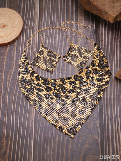 Leopard Two Pieces Set Necklaces Accessories Earrings Accessories