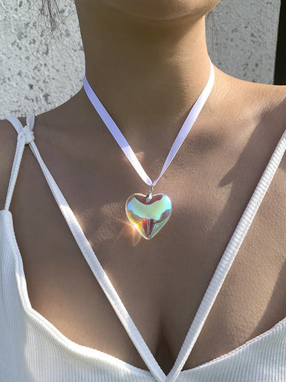Heart Shape Streamer Tied Necklaces Accessories