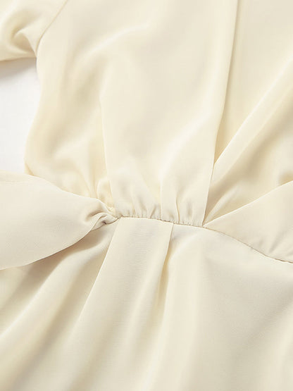 Flared Sleeves Long Sleeves Solid Color Twist Half Turtleneck Blouses&Shirts Tops