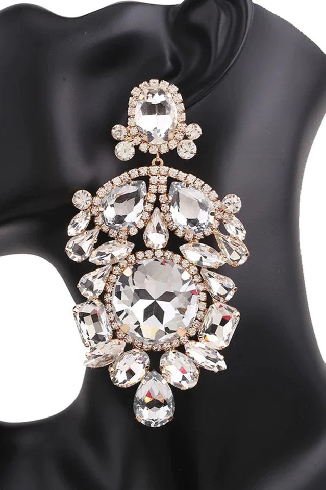 Geometric Rhinestone Dangle Earrings