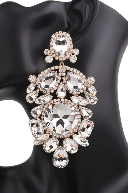 Geometric Rhinestone Dangle Earrings