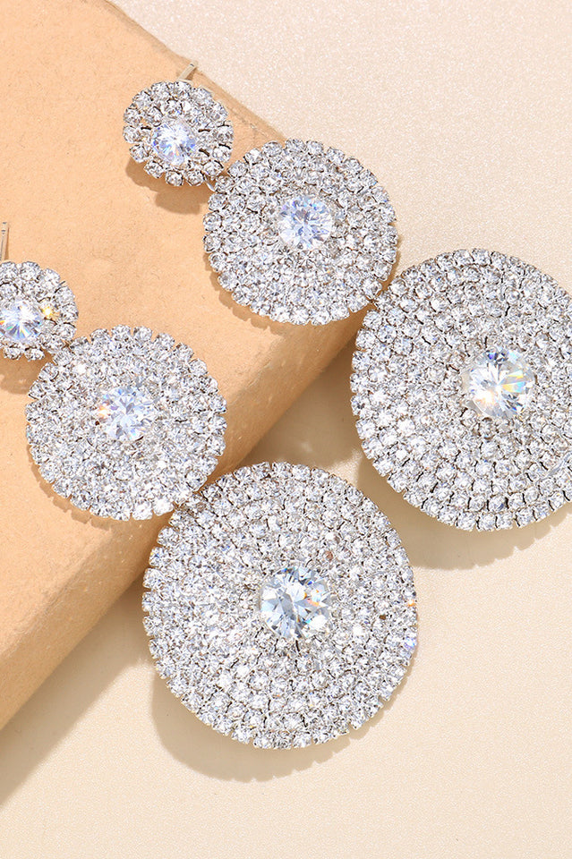 Mina Round Long Drop Earrings