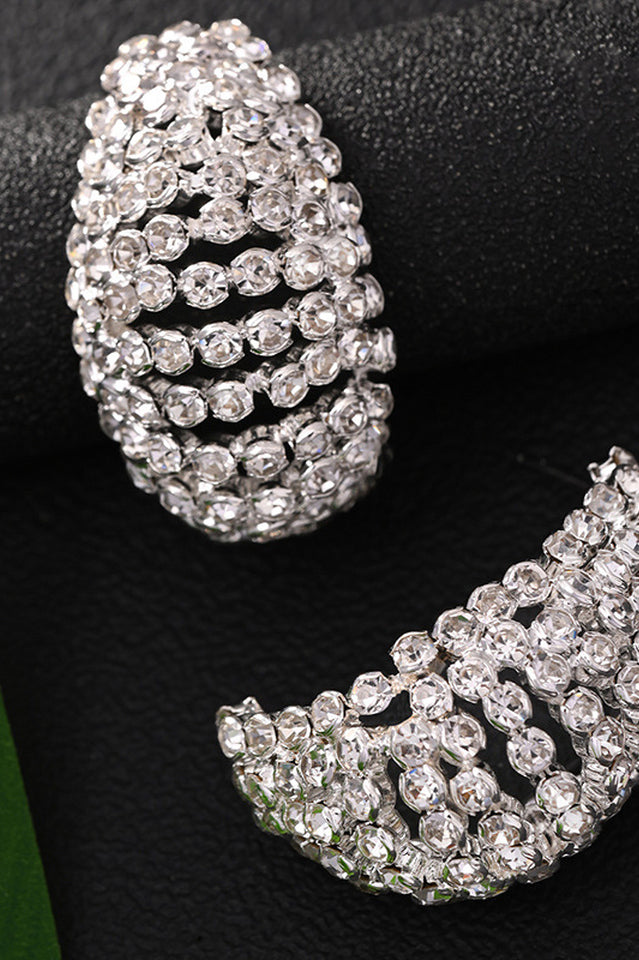 Rhinestone Tear Drop Hoop Earrings