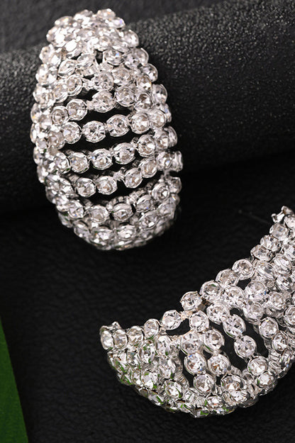 Rhinestone Tear Drop Hoop Earrings