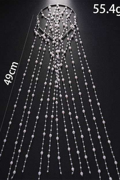 Fashionable Mesh Pearl Tassel Headband