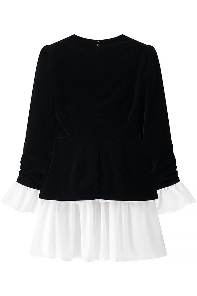 Eveline Velvet Tiered Mini Dress