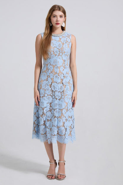 Ariana Floral Lace Sleeveless Midi Dress