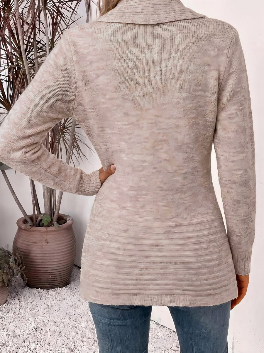 Solid Color Buttoned Loose Long Sleeves Collarless Cardigan Tops