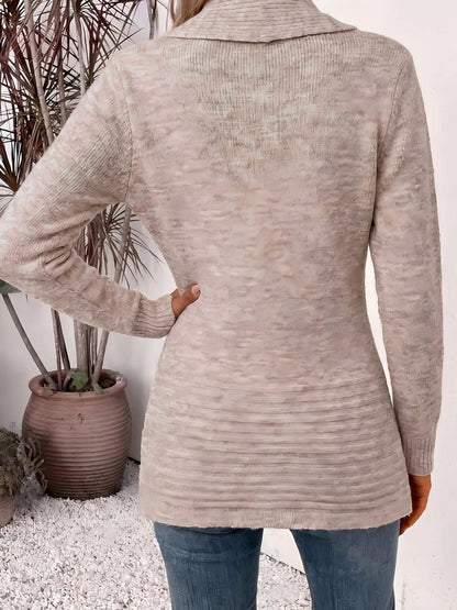 Solid Color Buttoned Loose Long Sleeves Collarless Cardigan Tops