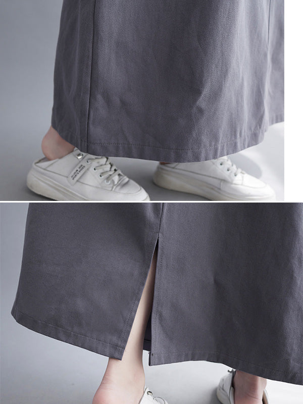 Robe décontractée à bretelles de couleur unie avec poche 