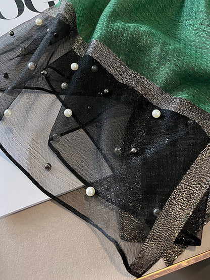 Sun-Protection Beaded See-Through Shawl&Scarf