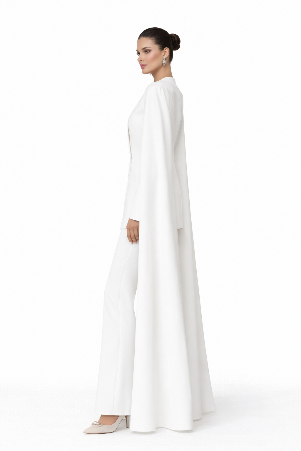 AKASYA Elegant Ivory Cape Suit Set | Luxury Women’s Formal Outfit