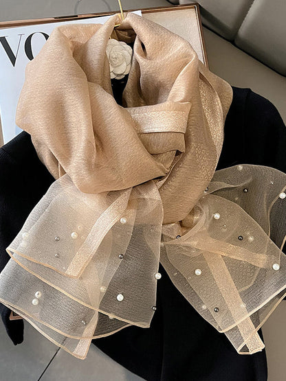Sun-Protection Beaded See-Through Shawl&Scarf