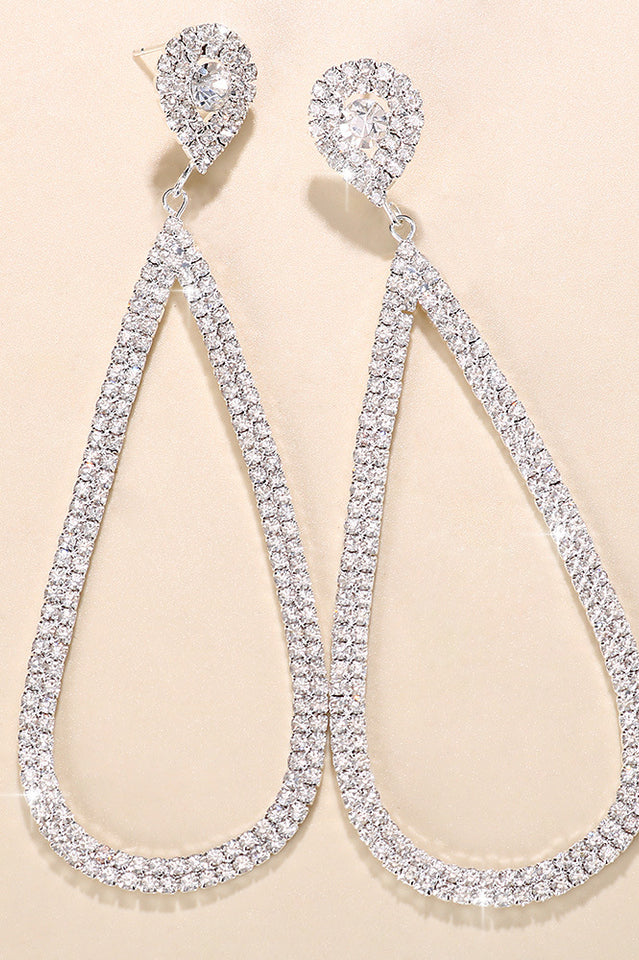 Live A Little Teardrop Rhinestone Earrings