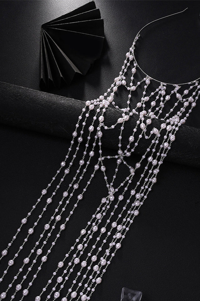 Fashionable Mesh Pearl Tassel Headband