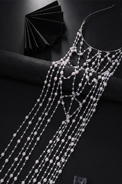 Fashionable Mesh Pearl Tassel Headband