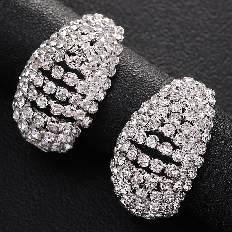 Rhinestone Tear Drop Hoop Earrings