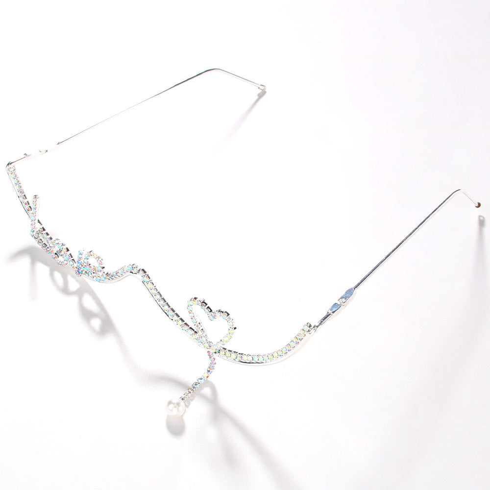 Half Frame Rhinestone Crystal Glasses