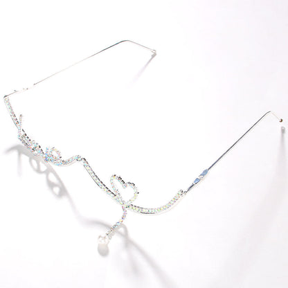 Half Frame Rhinestone Crystal Glasses