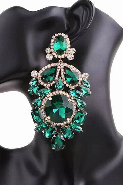 Geometric Rhinestone Dangle Earrings