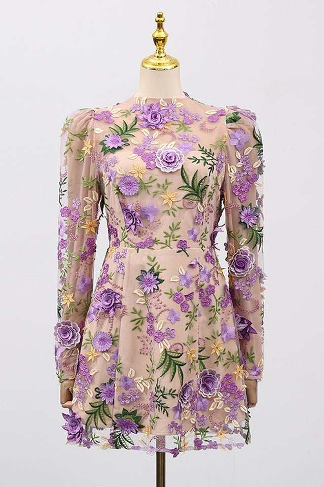 Lara Floral Applique Mini Dress