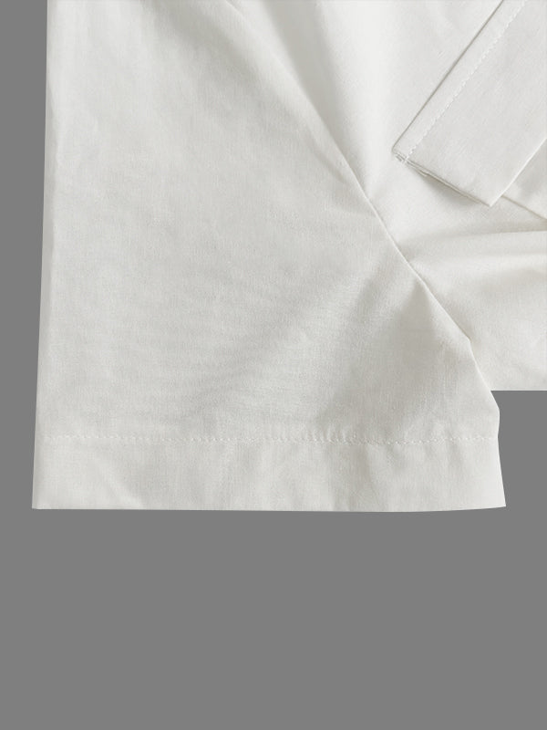 Loose Short Sleeves Buttoned Pockets Solid Color V-Neck Jumpsuits