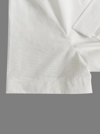 Loose Short Sleeves Buttoned Pockets Solid Color V-Neck Jumpsuits