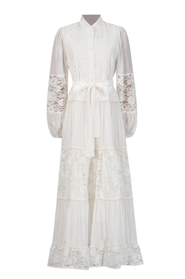 Quenna Lace Panel Midi Dress