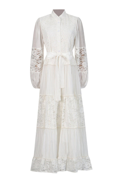 Quenna Lace Panel Midi Dress