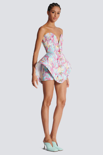 Peplum-Bustier Mini Dress