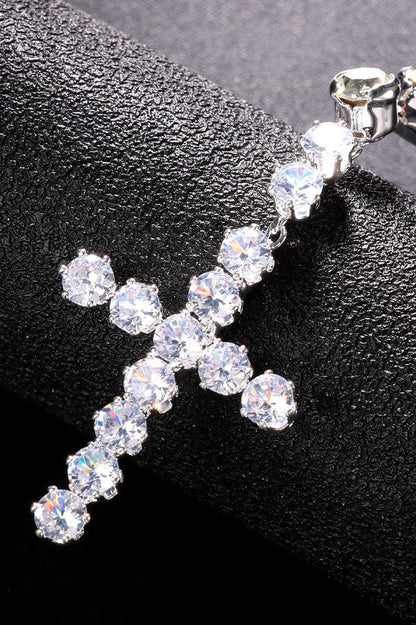 Rhinestone Big Cross Pendant Choker