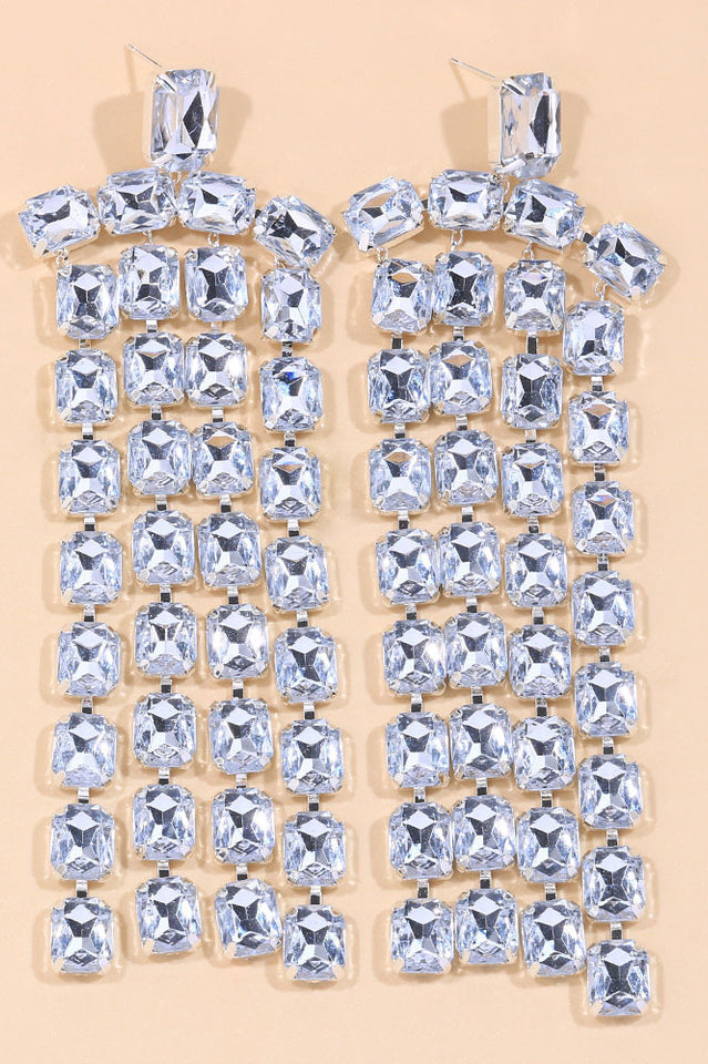 Enid Rhinestone Long Tassels Earrings