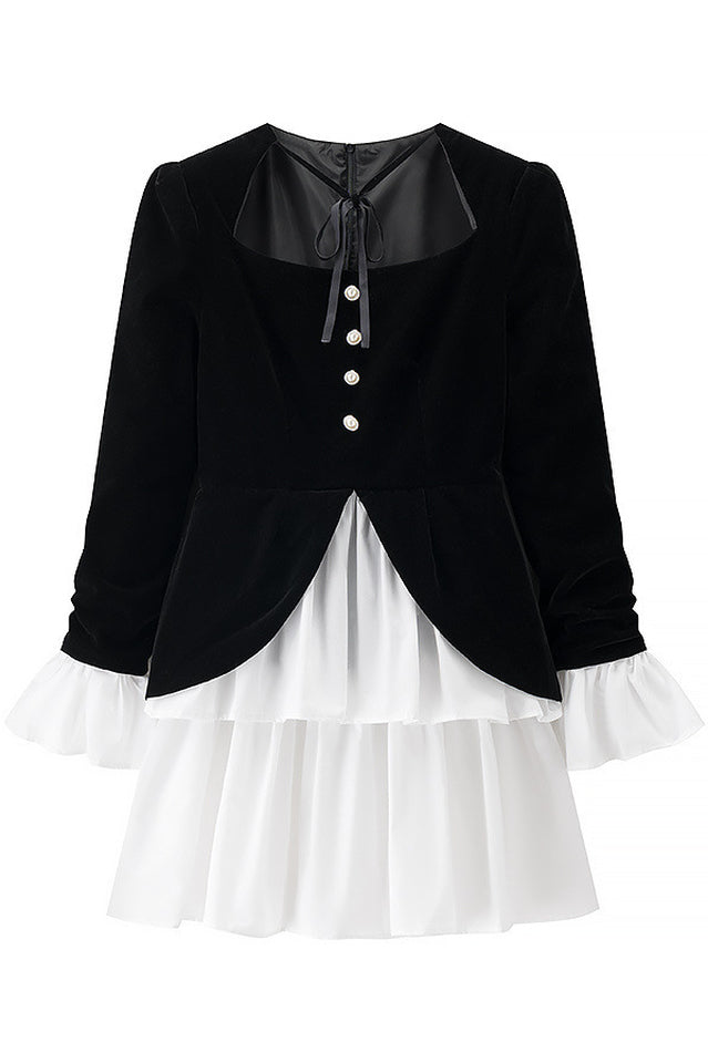 Eveline Velvet Tiered Mini Dress