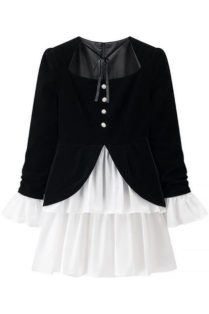 Eveline Velvet Tiered Mini Dress