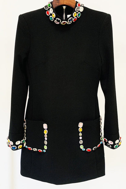 Slade Long Sleeve Rhinestone Embellished Dress