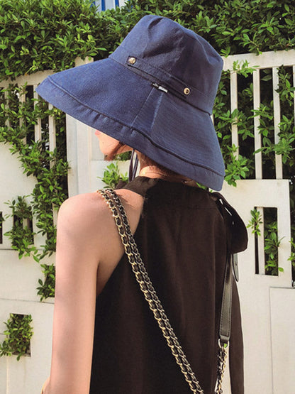 Casual Solid Sun-Protection Large Wide Brim Bucket Hat