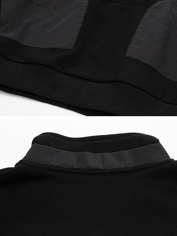 Casual Long Sleeves Loose Solid Color Zipper High-Neck Sweatshirt Tops