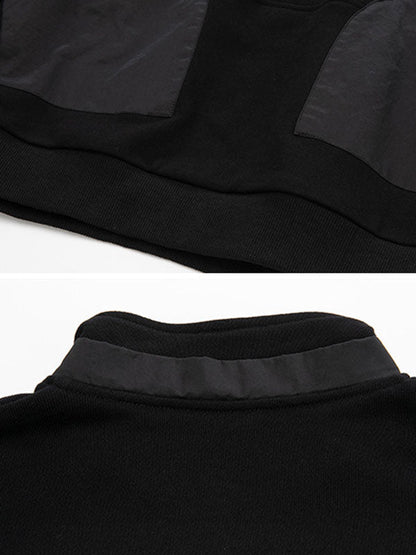 Casual Long Sleeves Loose Solid Color Zipper High-Neck Sweatshirt Tops