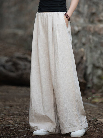 Elastische, einfarbige Hose mit weitem Bein 