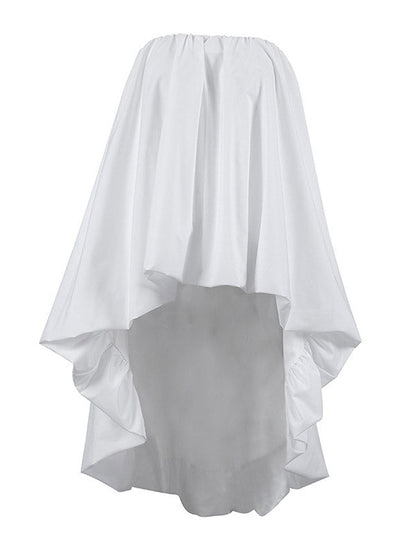 High-Low Sleeveless Elasticity Pleated Solid Color Split-Joint Tube Blouses&Shirts Tops