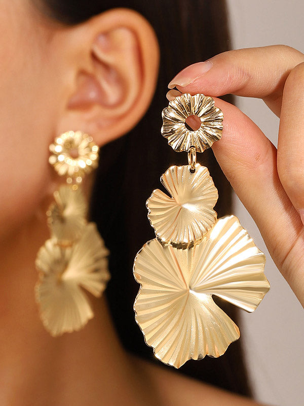 Flower Shape Solid Color Drop Earrings GOLD One_size