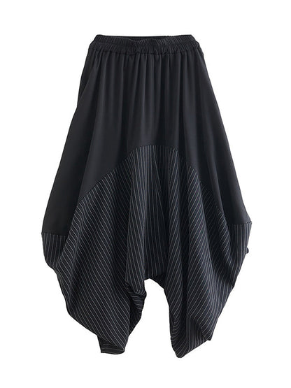 Harem Pants Irregular Clipping Split-Joint Striped Casual Pants Bottoms