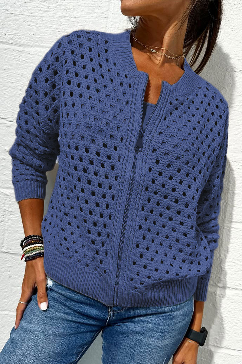 Hollow knitwear zipper jacket
