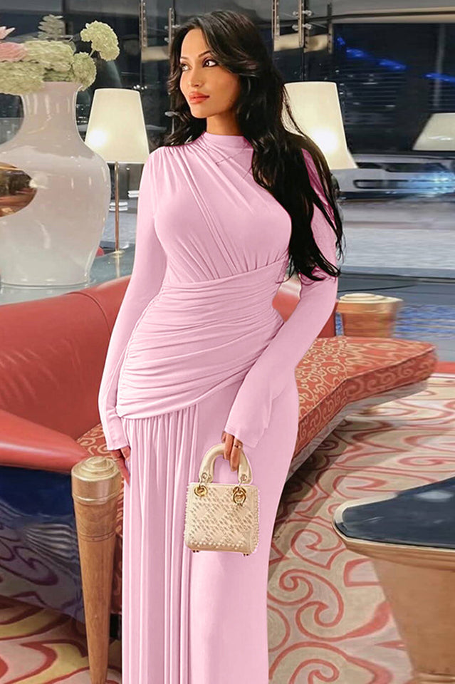 Casey Asymmetric Ruched Bodice Maxi Dress