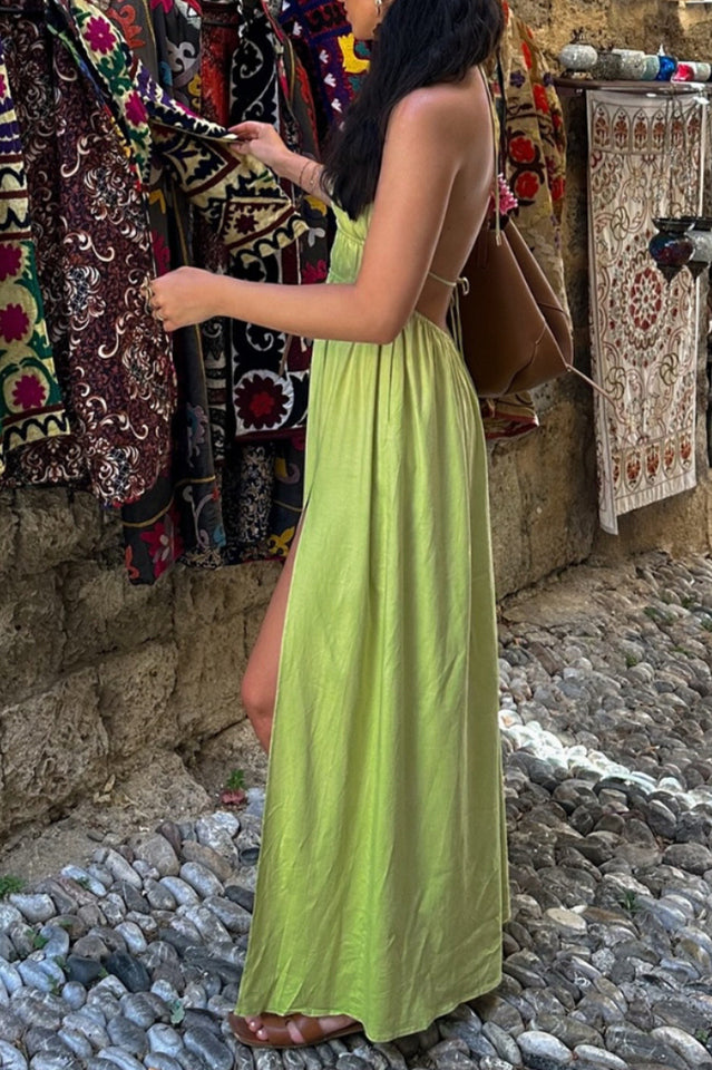 Isla Linen Halter Maxi Dress