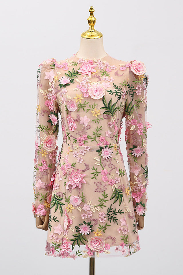 Lara Floral Applique Mini Dress