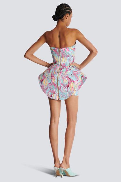 Peplum-Bustier Mini Dress