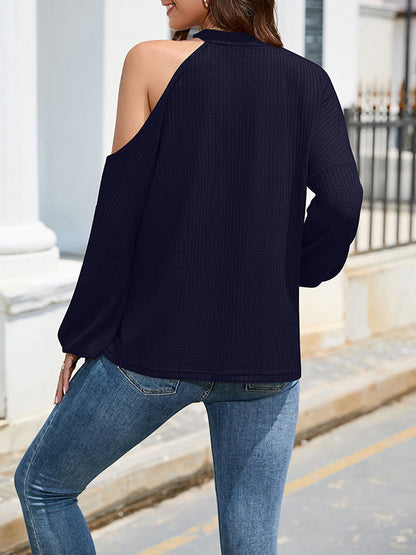 Lose, hohle, einfarbige One-Shoulder-Shirts 